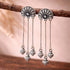 Voylla Oxidised Silver-Plated Mandala Half Moon Tassel Earrings for Women & Girls