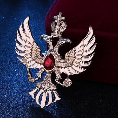 Mahi Dual Head Eagle-Shaped Lapel Pin Shirt Brooch for Men