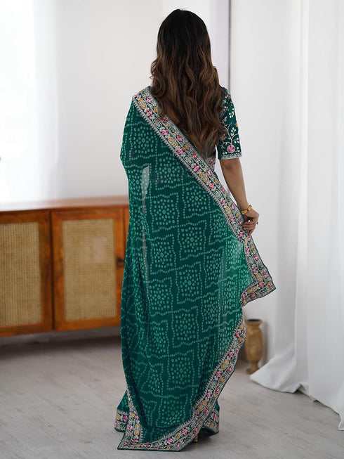 Vasthrlay Georgette Embroidery Mustard Mustard Yellow Saree