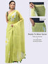 Vasthrlay Green1 Womens Ready To Wear One Minute Linen Fabric Saree
