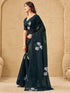 Vasthrlay Womens Printed Black Saree With Unstitched Blouse Piece
