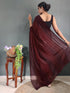 Vasthrlay Womens Georgette Unstitched Brown Saree