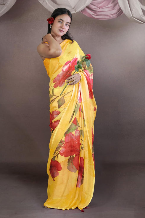 Vasthrlay Fashion Chiffon Geometric Printed Ethnic Wear