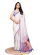 Vasthrlay White 2 Floral Printed Design Linen Saree With Solid Unstitched Linen Blouse Piece