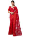 Vasthrlay Womens Cotton Blouse Red Saree With Unstitched Blouse Piece