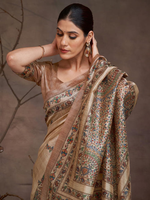 Vasthrlay Madhubani Printed Unstitched Hs Ethnic Wear