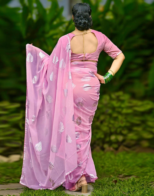 Vasthrlay Georgette Printed Unstitched Red Saree