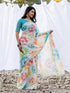 Vasthrlay Womens Printed Unstitched Off White Saree