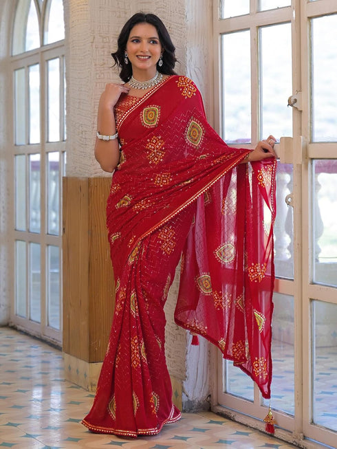 Vasthrlay Chiffon Printed Dark Saree
