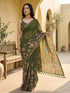 Vasthrlay Multicolour Floral Linen Saree With Solid Black Unstitched Blouse