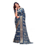 Vasthrlay Womens Printed Unstitched Navy Blue Saree