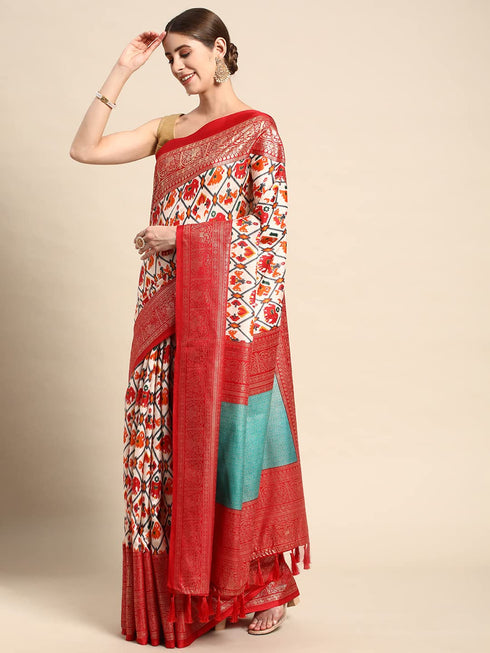 Vasthrlay Chanderi Printed Unstitched Ethnic Wear