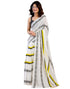 Vasthrlay Womens Printed Unstitched White Saree
