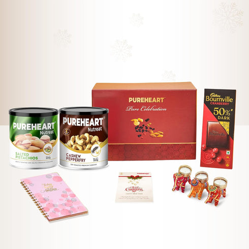 PUREHEART Christmas & New Year Celebration Gift Hamper | Premium Gift Box with Trail Mix and Salt & Sweet Nutmix