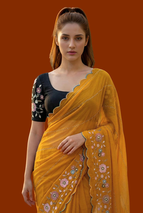 Vasthrlay Georgette Unstitched Saree