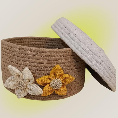 Round Cotton Storage With Lid Gift Basket