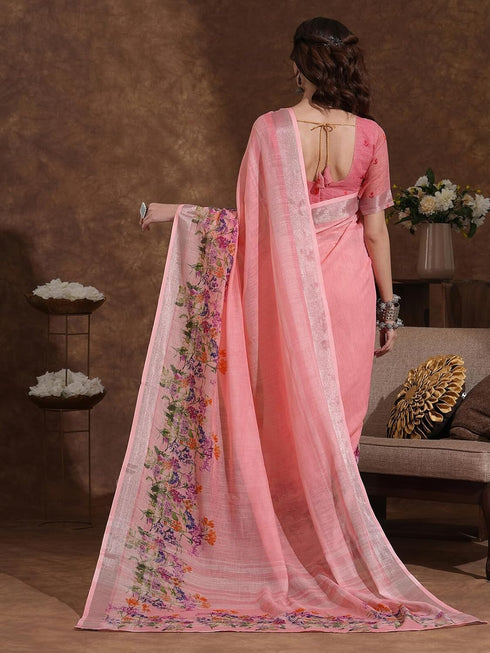 Vasthrlay Weaving Printed Beige Saree