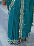 Vasthrlay Chinnon Embroidery Lime Saree