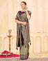 Vasthrlay Womens Banarasi Mehndi Green Saree With Wine Unstitched Blouse Piece