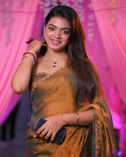 VasthrlayBoarder Unstitched Chhaavah Mustard Free Ethnic Wear