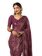 Vasthrlay Georgette Bandhani Wine Saree With Unstitched Blouse Piece