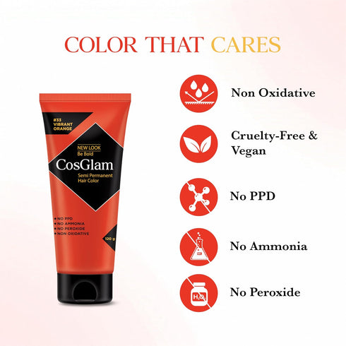 Semi Permanent Hair Color for Women & Men (#33 Vibrant Orange)