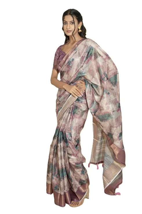Vasthrlay Multicolor2 Polyester Saree With Unstitched Blouse Piece