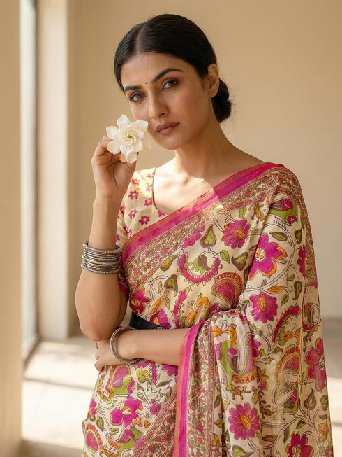 Vasthrlay Printed Peach1 Saree
