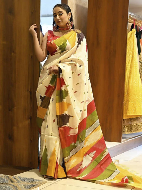 Vasthrlay Printed Unstitched Blue Smc Ethnic Wear