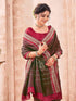 Vasthrlay Kanjivaram Weaving Coffee Brown Saree With Red Unstitched Blouse Piece