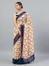 Vasthrlay Peach Brown Faux Georgette Ethnic Geometric Printed Saree With Unstitched Blouse