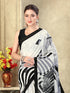 Vasthrlay Womens Printed Off-White Saree With Unstitched Blouse Piece