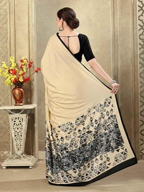 Vasthrlay Printed Off White1 White Saree
