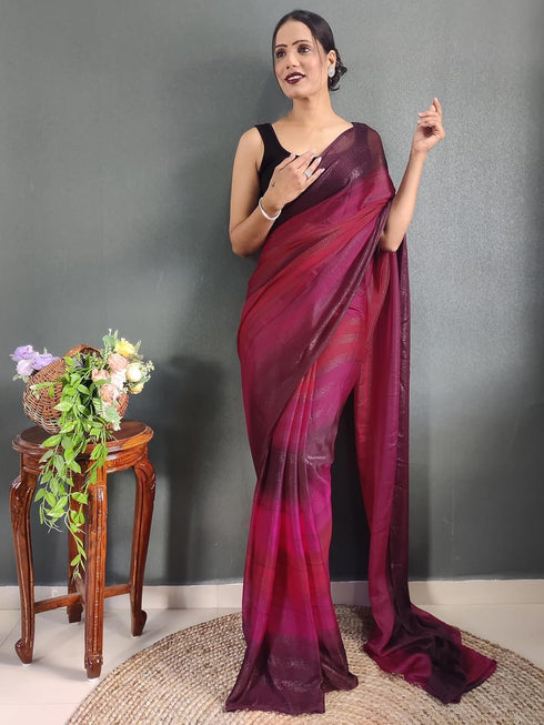Vasthrlay Womens Georgette Unstitched Brown Saree