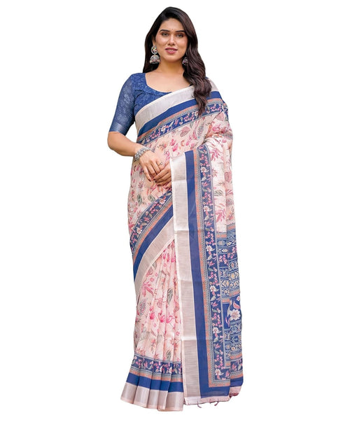 Vasthrlay Womens Printed Unstitched Light Green Saree