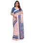 Vasthrlay Womens Printed Light Beige Saree With Unstitched Blouse Piece