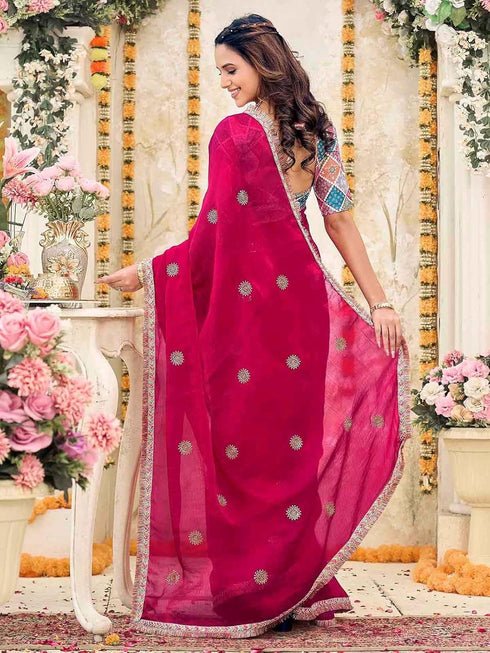 Vasthrlay Georgette Sequins Rani Saree