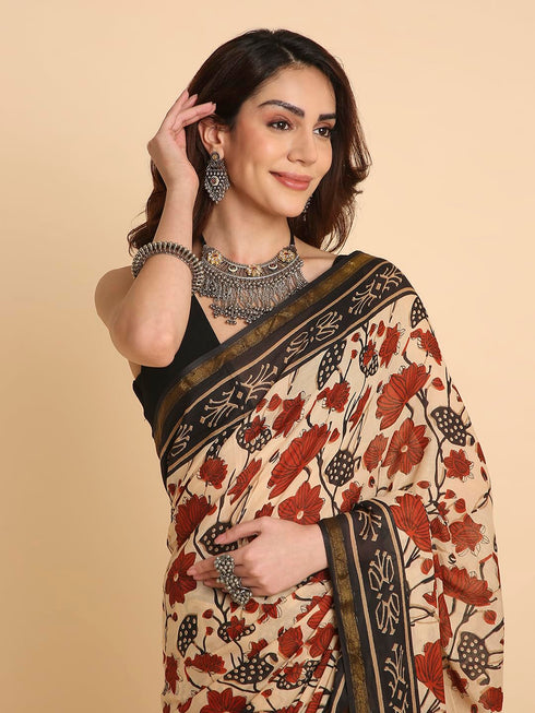 Vasthrlay Lightweight Breathable Traditional Printed Saree
