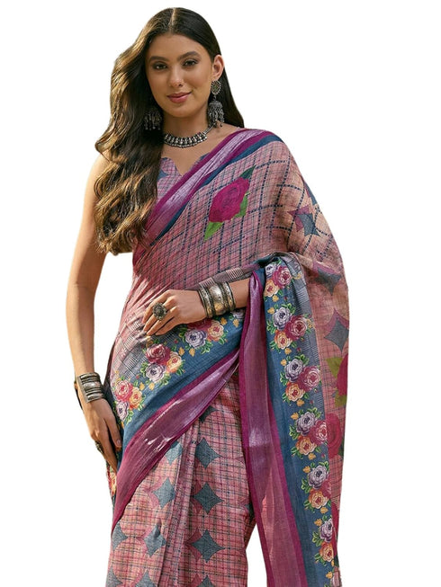 Vasthrlay Weaving Printed Beige Saree