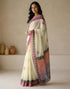 Vasthrlay Womens Printed Unstitched Peach Saree