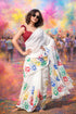 Vasthrlay Chanderi Printed Unstitched Cotton White Free Ethnic Wear