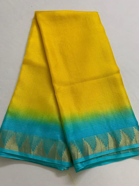 Vasthrlay Nr Handloom Bhagalpuri Running Green Orange