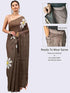 Vasthrlay Brown Womens Ready To Wear One Minute Linen Fabric Saree
