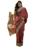 Vasthrlay Womens Printed Red And Golden Saree With Unstitched Blouse Piece