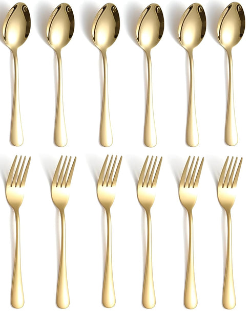 ROSTON Cutlery Set | Stainless Steel Gold Premium Spoon Set Luxury Dinning Tabelware