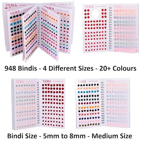 VAMA Premium Velvet Self-Adhesive Skin Simple Plain Round Multicolour Kumkum Sticker