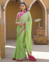 Vasthrlay Chiffon Bandhani Unstitched Light Green Saree