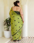 Vasthrlay Chanderi Printed Green | Black Saree With Unstitched Blouse Piece