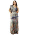 Vasthrlay Slate Blue Abstract Print Polyester Saree With Zari Border And Unstitched Blouse Piece
