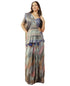 Vasthrlay Slate Blue Abstract Print Polyester Saree With Zari Border And Unstitched Blouse Piece